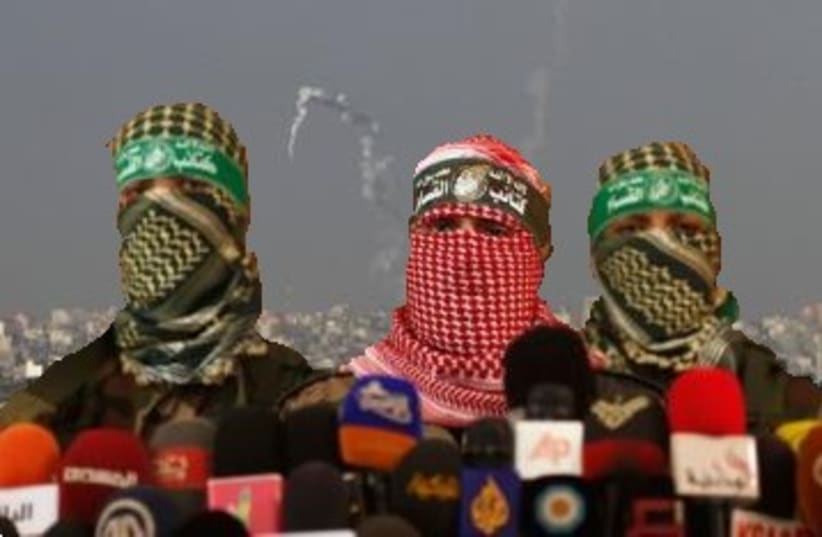 Hamas militants announce pending cease fire while rockets fall [File] (photo credit: JPOST STAFF)