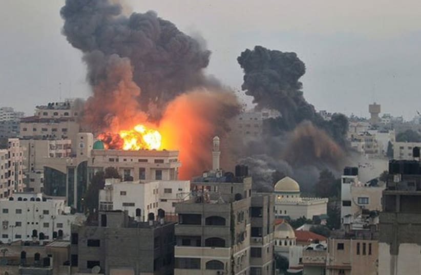 IAF strikes Gaza (photo credit: PALESTINIAN MEDIA)