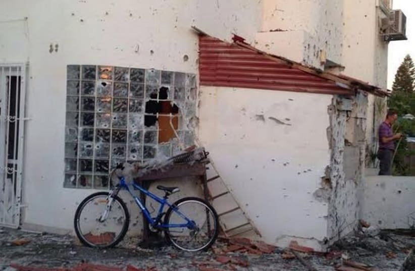 A house in Beersheba damaged by a rocket fired from Gaza, July 10, 2014. (photo credit: Courtesy)