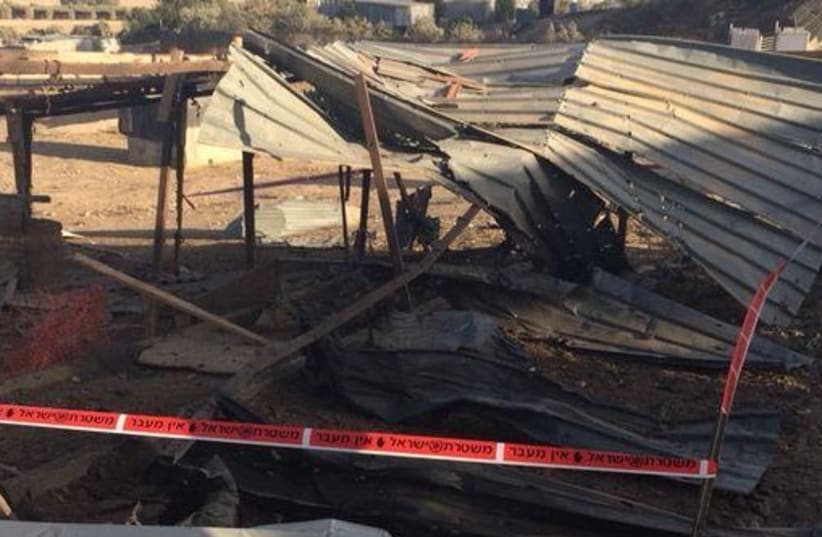 Beduin area hit by rocket strike that badly wounded two sisters aged 10, 15 .jpg (photo credit: ISRAEL POLICE)