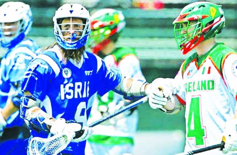 Israel midfielder Yochanan Katz in action at the FIL World Lacrosse Championships in Colorado. (photo credit: LARRY PALUMBO/COYOTE MAGIC ACTION SHOTS)