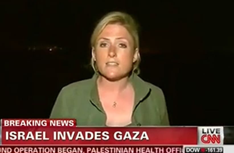 CNN correspondent Diana Magnay reporting on the IDF offensive in Gaza. (photo credit: YOUTUBE SCREENSHOT)
