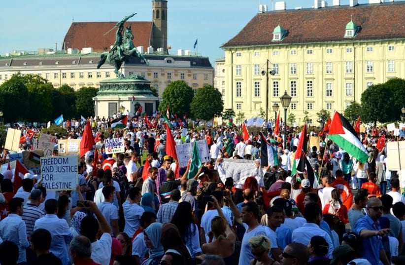 Massive pro-Palestinian rally in Vienna (photo credit: MICHAEL WILNER)
