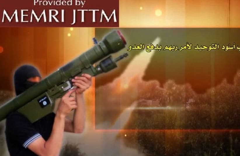 Majlis Shura Al-Mujahideen released a short video featuring one of its fighters carrying a man-portable air-defense system (MANPAD). (photo credit: MEMRI)