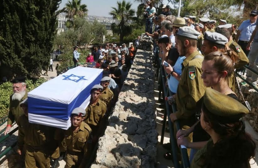 Mourners attend the funeral of St.-Sgt. Amit Yaori in Jerusalem. (photo credit: MARC ISRAEL SELLEM)