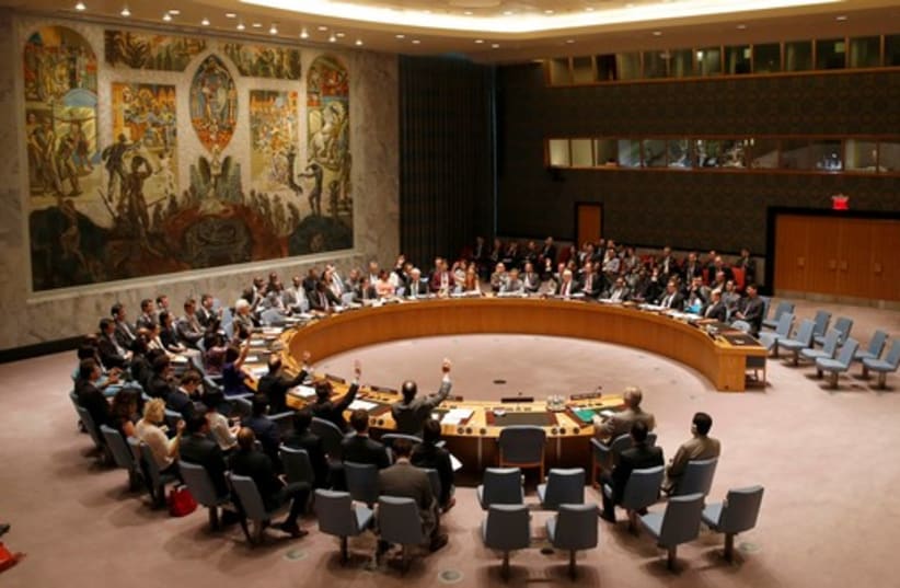 A United Nations Security Council meeting at UN headquarters in New York. (photo credit: REUTERS)