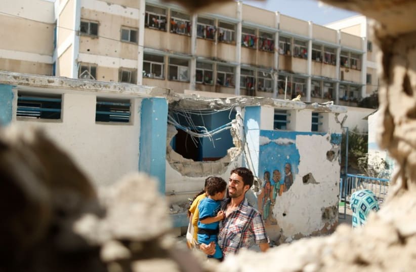 UNRWA school damaged by fighting in Gaza (photo credit: REUTERS)