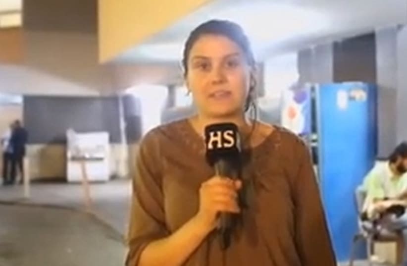 Finnish TV reporter, reporting from Gaza (photo credit: screenshot)