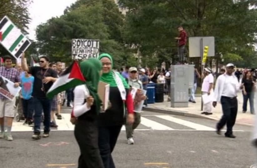 Anti-Israel demonstration in Washington DC. (photo credit: screenshot)