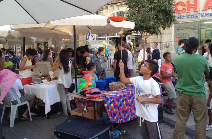 DOZENS OF merchants from the south line Ben Yehuda Street Wednesday during an all-day fair.  (photo credit: DANIEL K. EISENBUD)