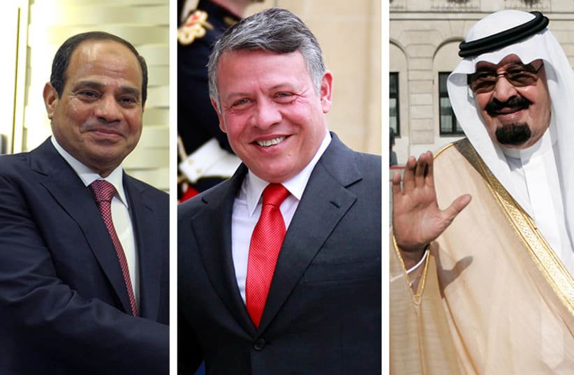 Abdullah, Abdullah and Sisi (photo credit: REUTERS)