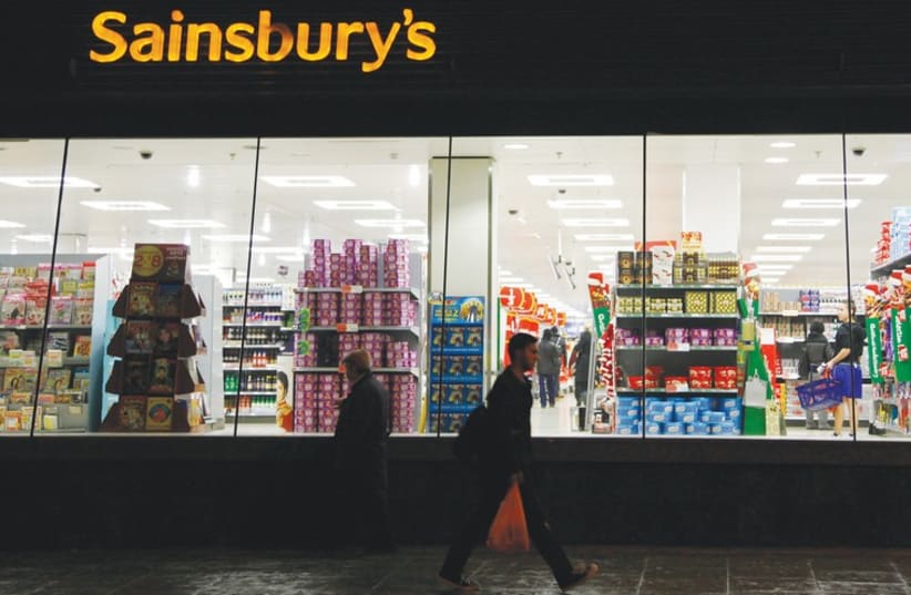 Sainsbury’s store in south London. (photo credit: STEFAN WERMUTH/REUTERS)