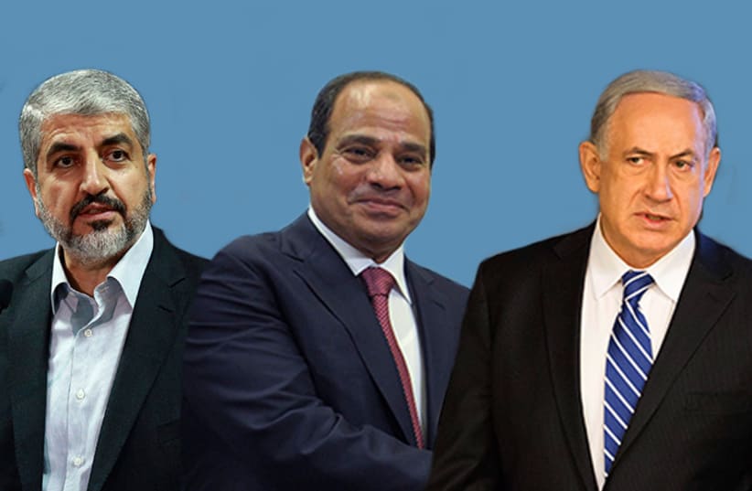 Sisi, Mashaal and Netanyahu (photo credit: REUTERS)