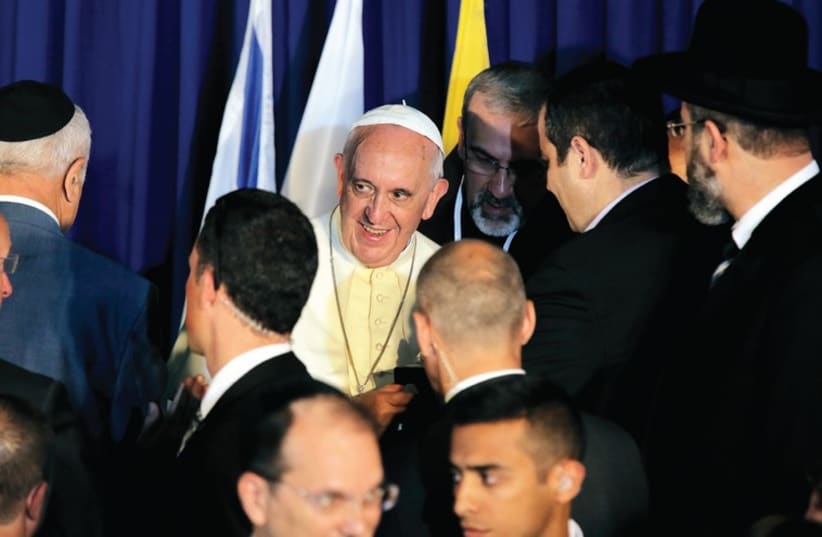 ISRAEL’S CHIEF Rabbis meet with the Pope in Jerusalem in May.  (photo credit: REUTERS)