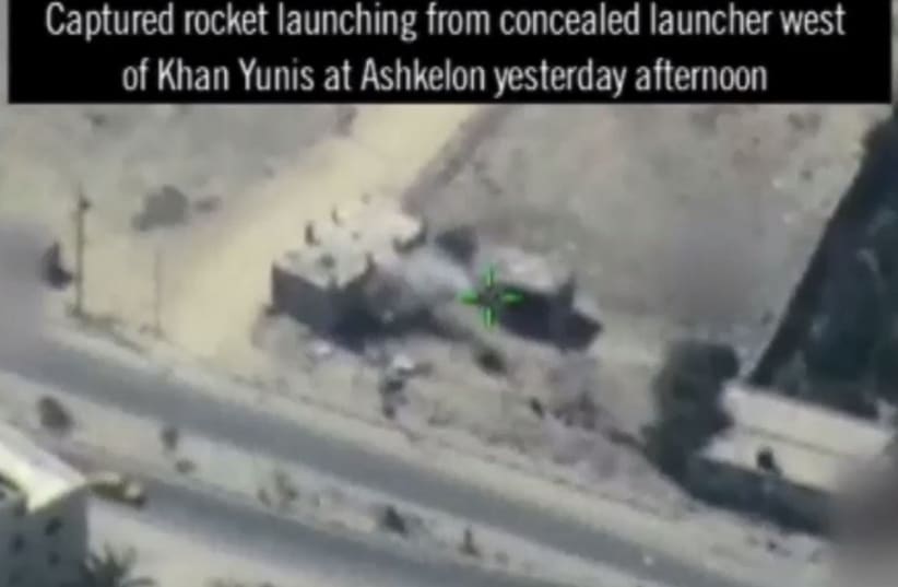 IAF strikes rocket launchers in Gaza (photo credit: screenshot)