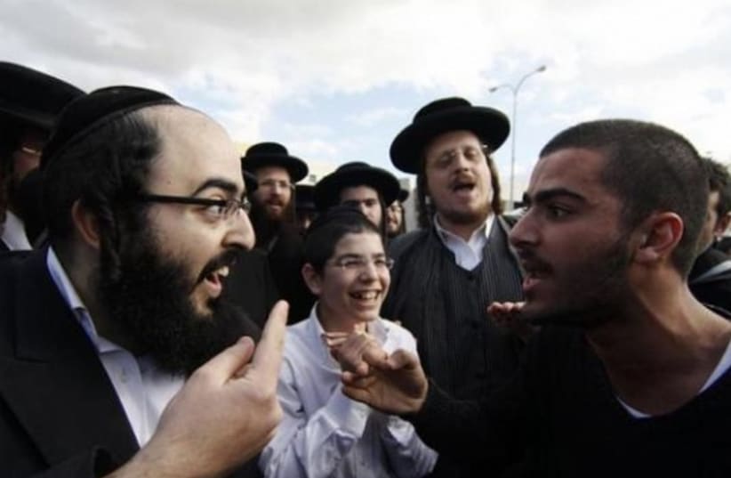 Ultra Orthodox and secular Israelis clash in Beit Shemesh. (photo credit: REUTERS)