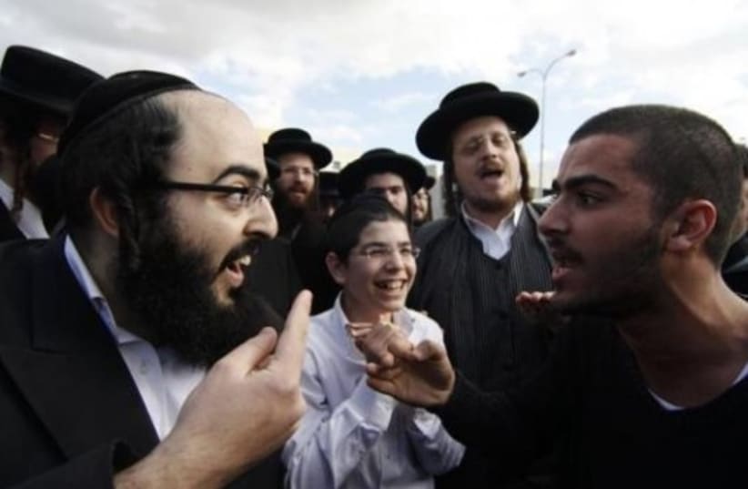 Ultra Orthodox and secular Israelis clash in Beit Shemesh. (photo credit: REUTERS)