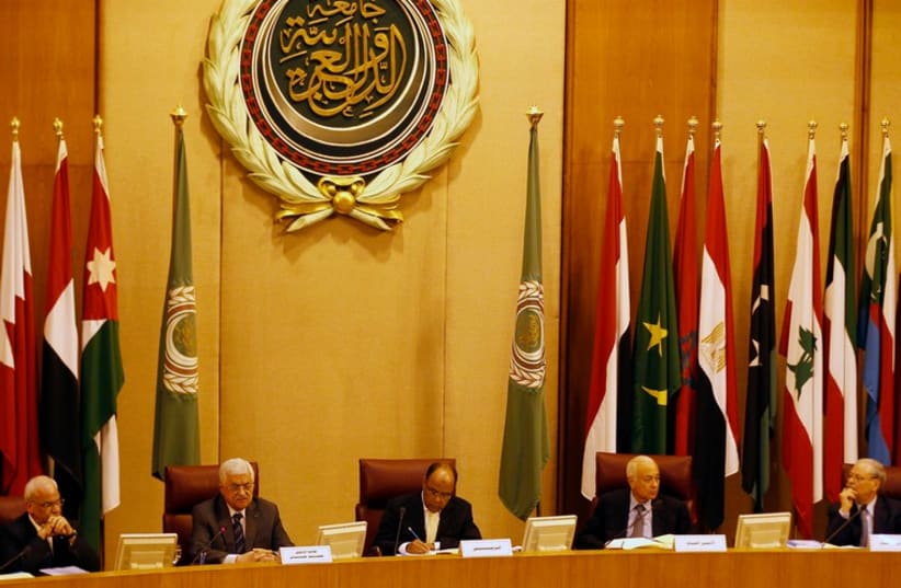 Foreign ministers of the Arab League take part in an emergency meeting at the league's headquarters in Cairo September 7 (photo credit: REUTERS)