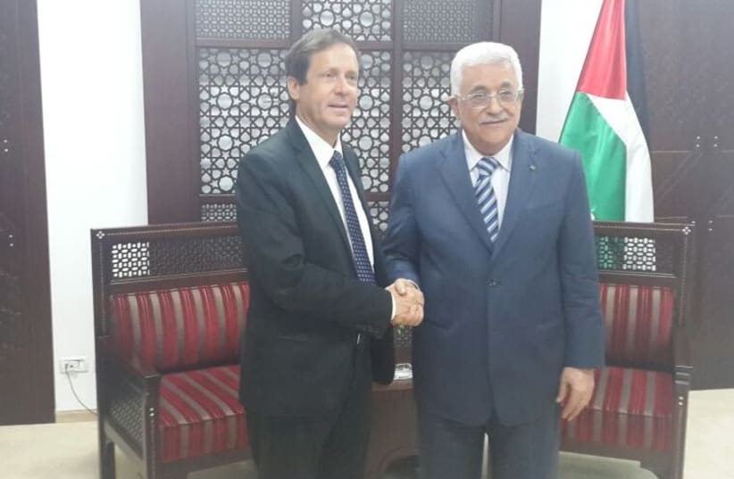 Herzog meets with Abbas in Ramallah (photo credit: OFFICE OF ISAAC HERZOG (LABOR))