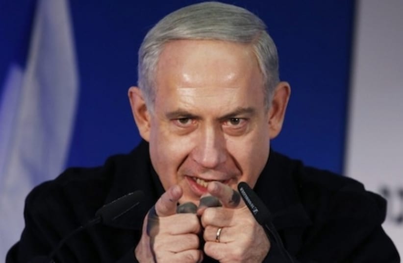 Prime Minister Binyamin Netanyahu addresses Likud supporters. (photo credit: REUTERS)