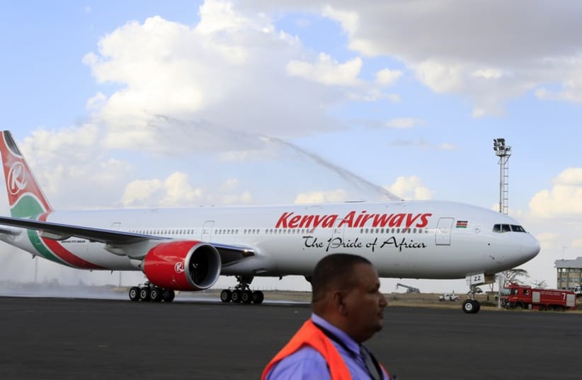 Kenya Airways aircraft arrives at the Jomo Kenyatta International Airport in Nairobi (photo credit: REUTERS)