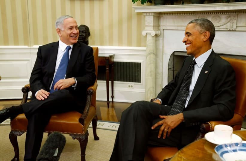 Prime Minister Binyamin Netanyahu (L) and US President Barack Obama meet in the White House (photo credit: REUTERS)
