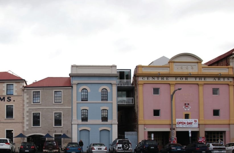 OLD BUILDINGS line a street in Hobart, Australia (photo credit: REUTERS)