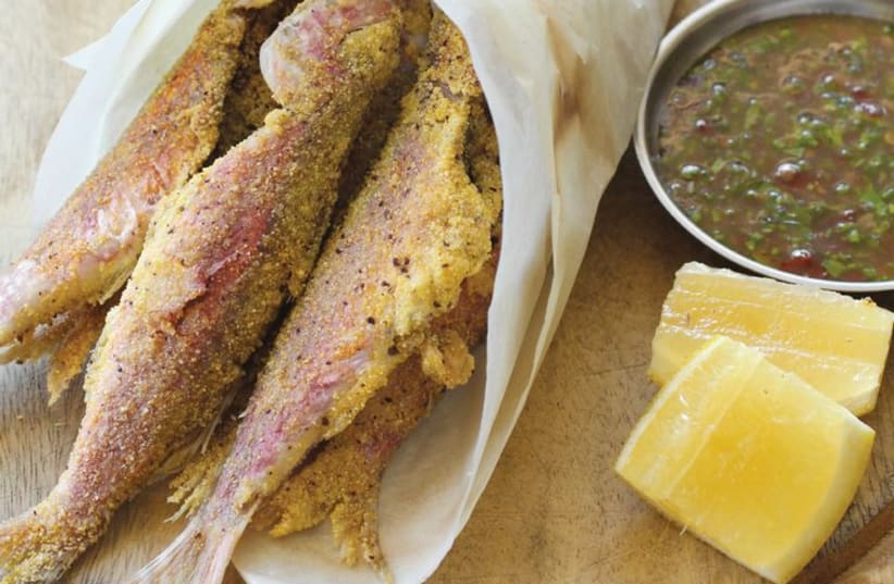 Crispy fried red mullet with sweet-AND-sour sauce (photo credit: EFRAT LICHTENSTADT)