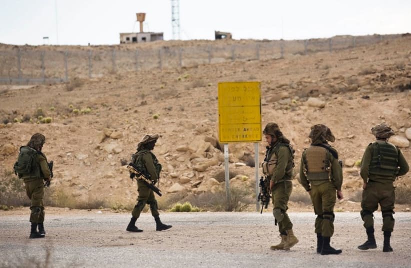  IDF soldiers patrol the area near the Israeli-Egyptian border (photo credit: REUTERS)