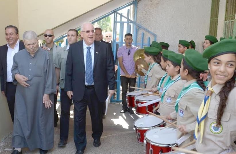 President Rivlin in Kfar Kasim, October 26, 2014.  (photo credit: Mark Neiman/GPO)