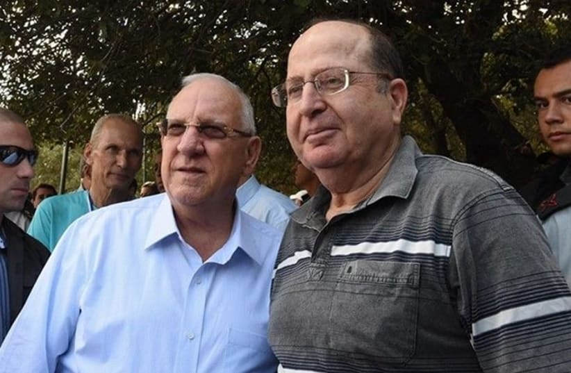 Defense Minister Moshe Ya'alon (R) and President Reuven Rivlin (photo credit: FACEBOOK)