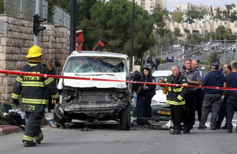 Scene of Jerusalem terror attack, November 5 (photo credit: MARC ISRAEL SELLEM)