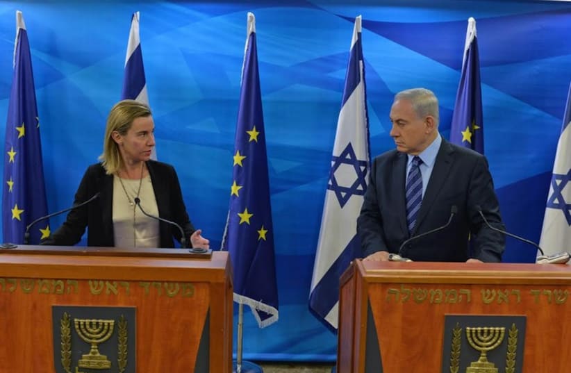 PM Benjamin Netanyahu with new European Union Foreign Policy Chief Federica Mogherini in Jerusalem (photo credit: KOBI GIDEON/GPO)