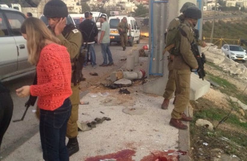 Scene of stabbing in Gush Etzion  (photo credit: MOSHE MIZRAHI- NEWS 24)