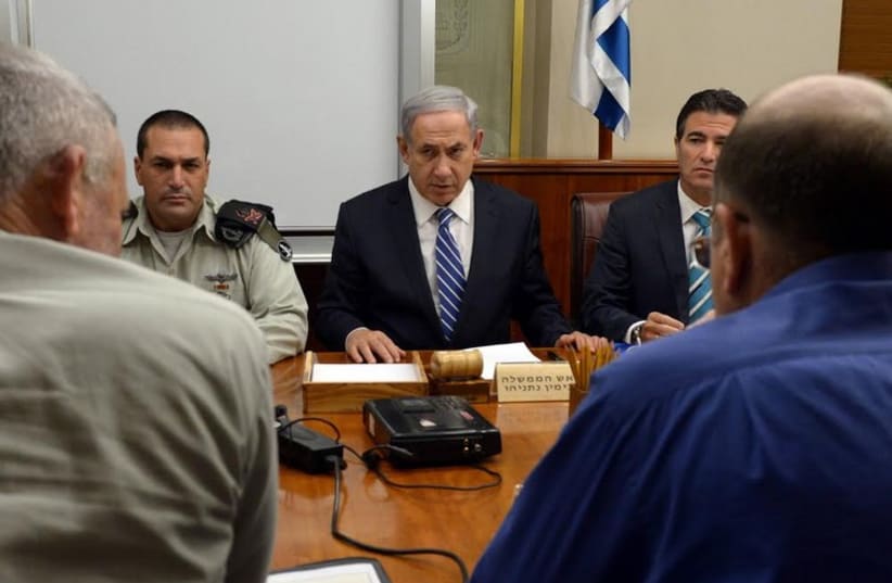 Prime Minister Benjamin Netanyahu convenes defense chiefs in Jerusalem (photo credit: HAIM ZACH/GPO)