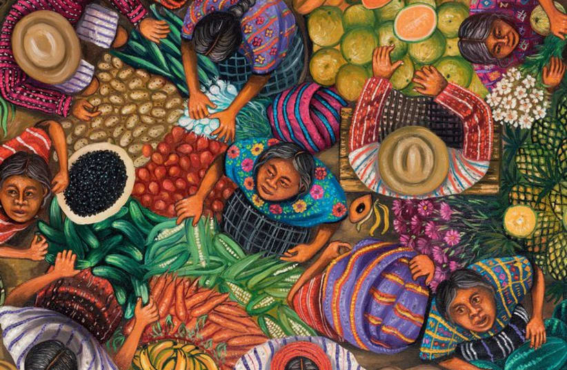 ‘A Day at the Market’ painting by Lorenzo Cruz, 2013. (photo credit: COURTESY GINA GALLERY)