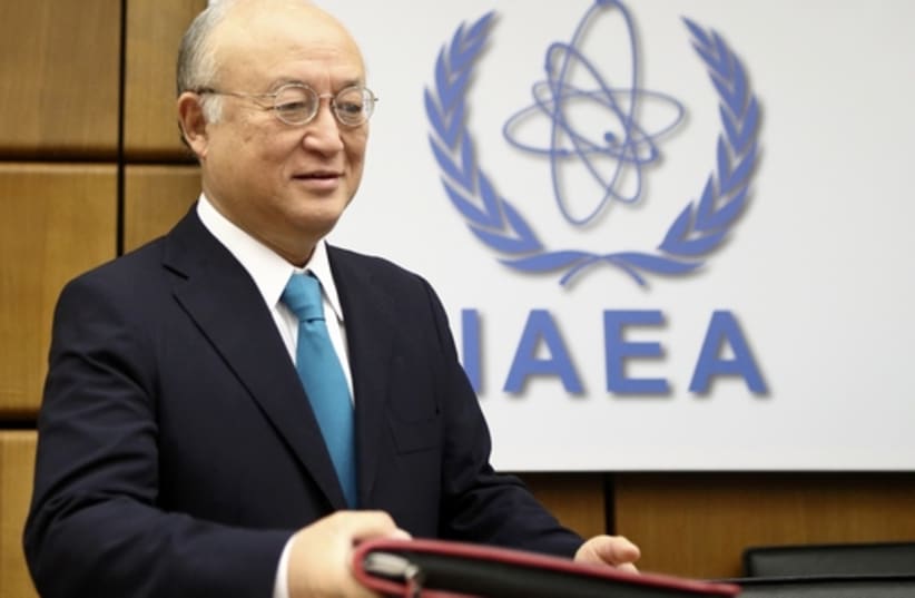 IAEA Director General Amano arrives for a board of governors meeting at the IAEA headquarters in Vienna. (photo credit: REUTERS)