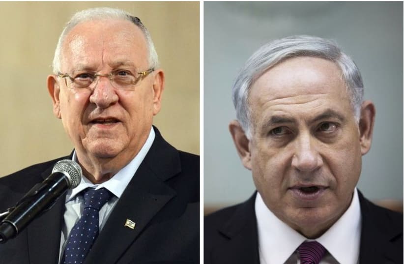 President Reuven Rivlin (L) and Prime Minister Benjamin Netanyahu (R) (photo credit: HAIM ZACH/GPO/REUTERS)