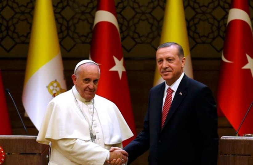  Pope Francis and Turkey's President Tayyip Erdogan (photo credit: REUTERS)