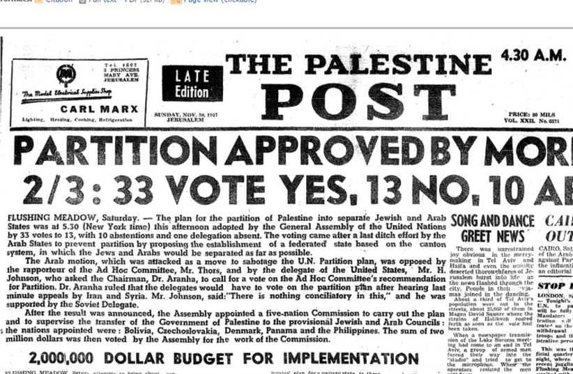 This Week in History: The UN Partition Plan announced (photo credit: ARCHIVE)