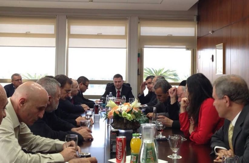 Knesset speaker Yuli Edelstein meeting with the heads of the Knesset factions (photo credit: KNESSET SPEAKER YULI EDELSTEIN'S OFFICE)