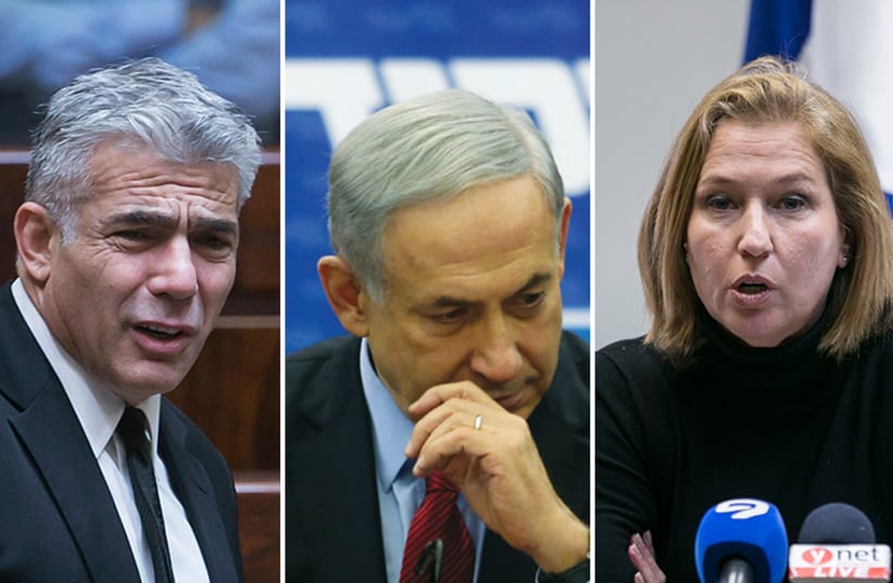 Netanyahu Livni and Lapid (photo credit: REUTERS,MARC ISRAEL SELLEM/THE JERUSALEM POST)