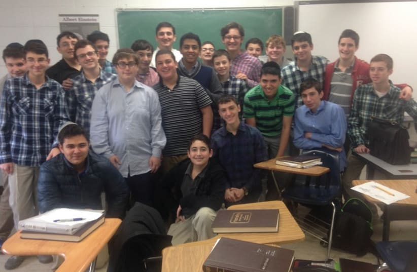 The Long Island 10th-grade students who are raising money for the Har Nof terrorist attack victims’ families. (photo credit: ARYEH YOUNG)