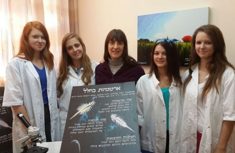9th grade girls who made an experiement in space (photo credit: Courtesy)