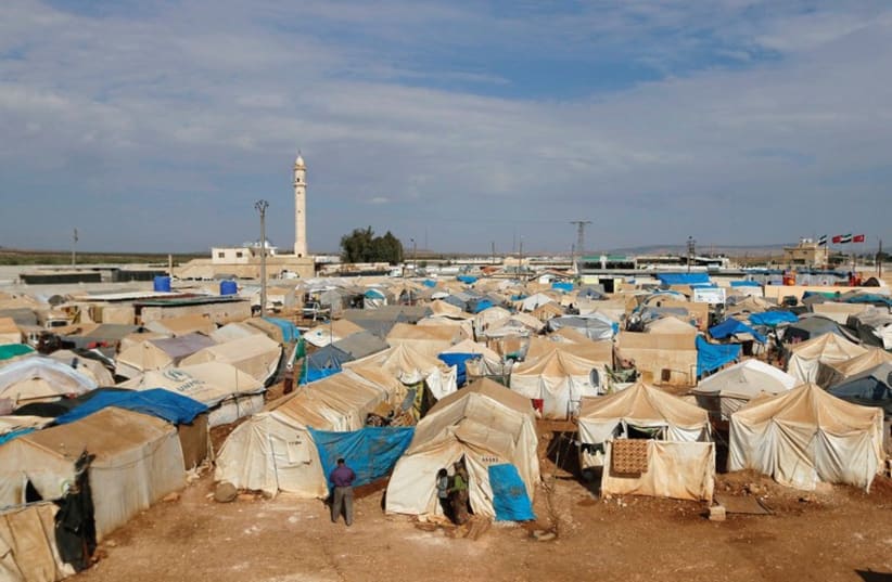 A GENERAL view of the Bab Al-Salam refugee camp in Azaz, near the Syrian-Turkish border, one of many camps housing Syrian refugees. (photo credit: REUTERS)
