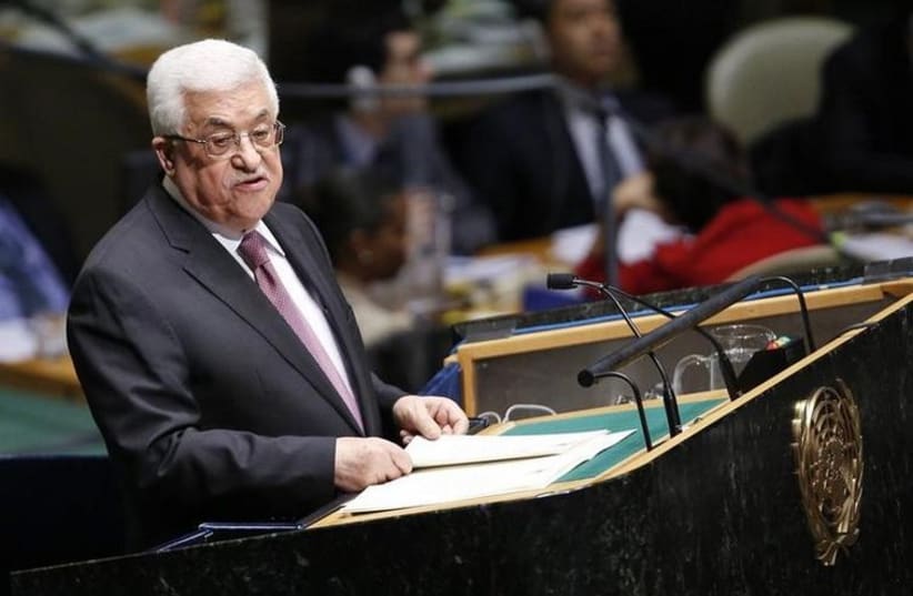 Palestinian Authority President Mahmoud Abbas at the UN Headquarters in New York [File] (photo credit: REUTERS)