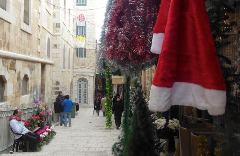 Christmas decorations in Jerusalem (photo credit: ARIEL COHEN)