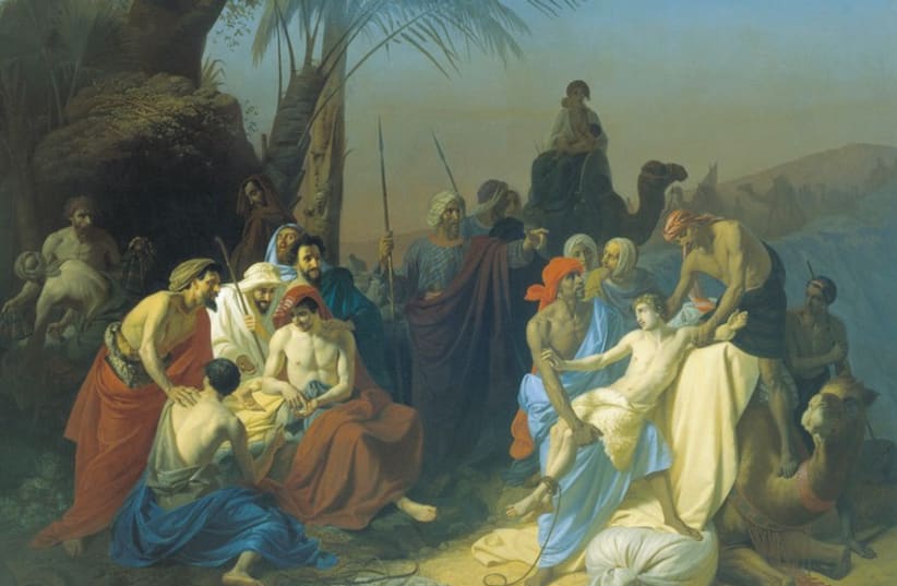 Joseph's brothers sell him into captivity, in an 1855 painting by Konstantin Flavitsky. (photo credit: Wikimedia Commons)
