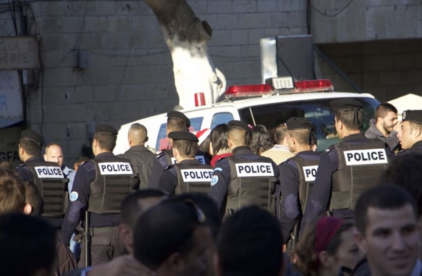 A group of policeman who were part of the very tight security in Bethlehem this year (photo credit: DOV LIEBER)