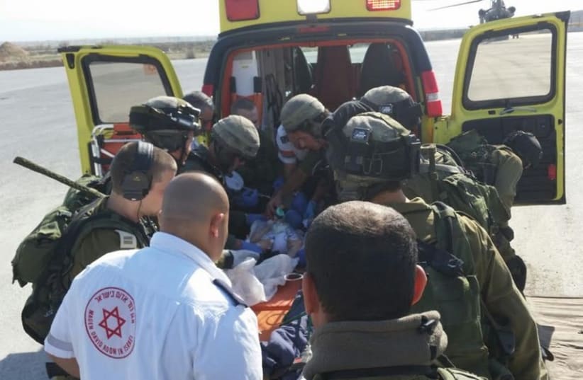 MDA, IDF rescue Palestinian baby who stopped breathing at Allenby Border Crossing (photo credit: MAGEN DAVID ADOM)